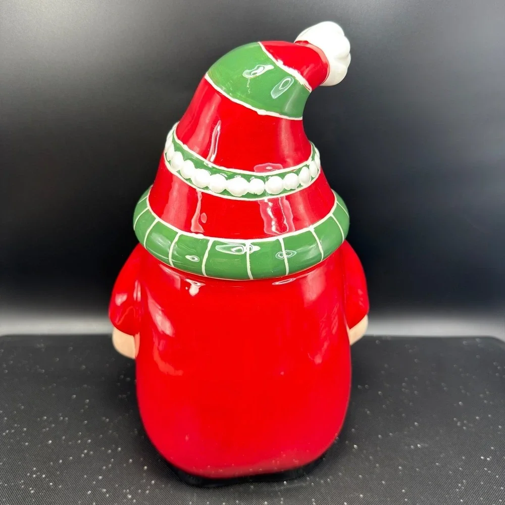Pier‎ 1 Imports Christmas Gnome Cookie Jar Container Dolomite Holiday 11inch NEW